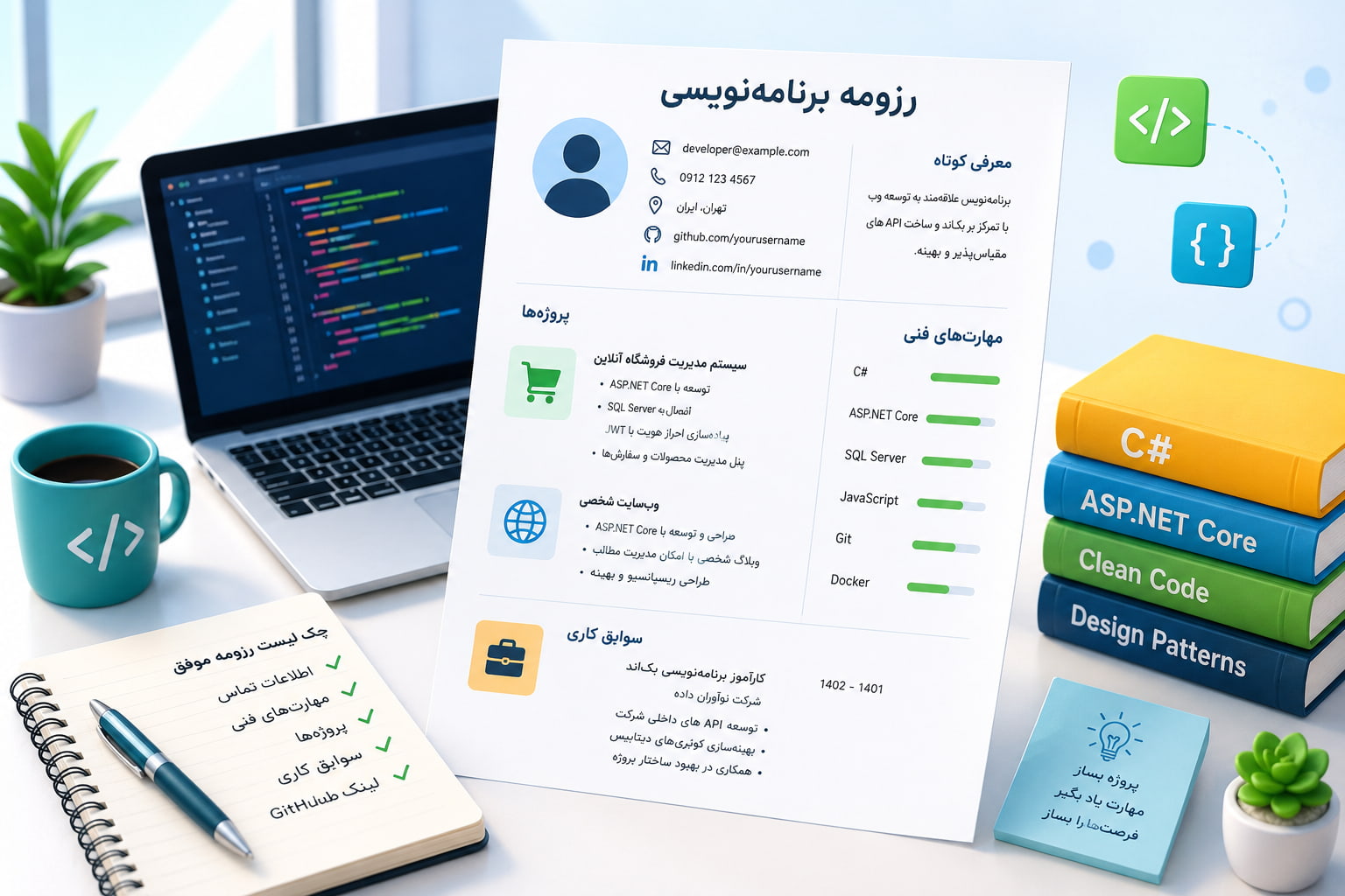 رزومه برنامه‌نویسی حرفه‌ای و استخدام